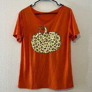 Medium orange cheetah print pumpkin shirt